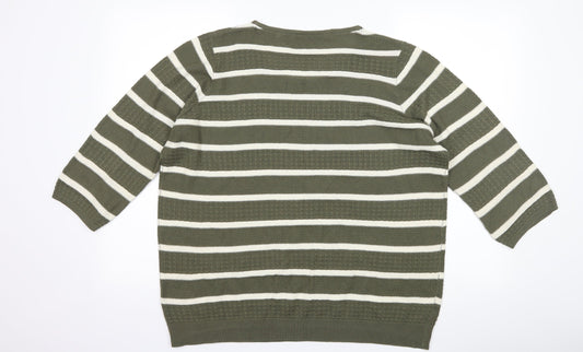 Anthology Womens Green Striped Pullover Jumper Size 16