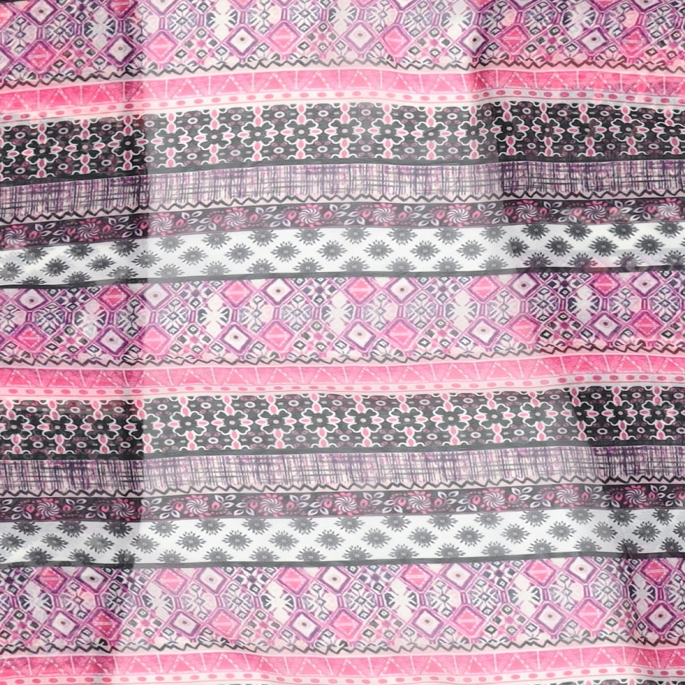 Candy Couture Girls Black Chevron Kimono Blouse Size 12 Years - see through