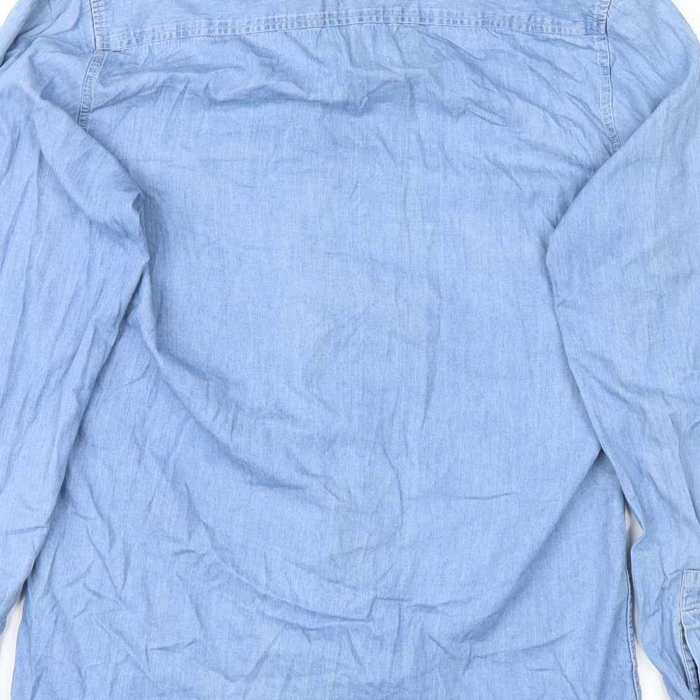 Topman Mens Blue Button-Up Size S