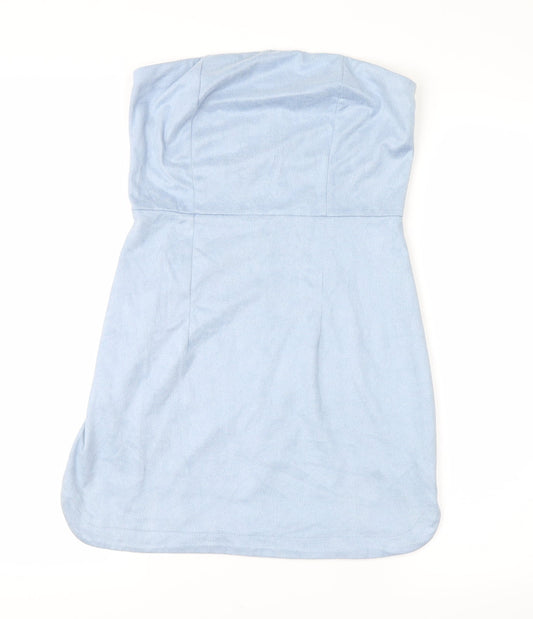 Additional front view of PRETTYLITTLETHING women’s blue mini, size S