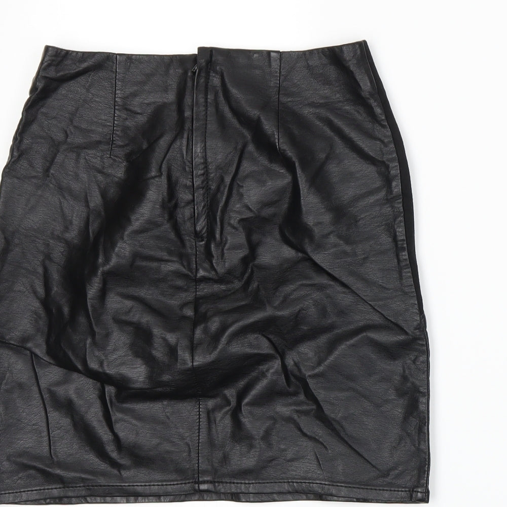 Brand and care label for Divided by H&M women’s black a-line skirt, size UK 6