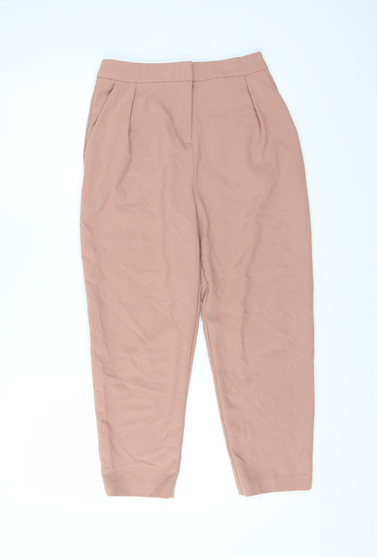 Womens UK Size 8 Topshop Regular Fit Cropped Pink Trousers