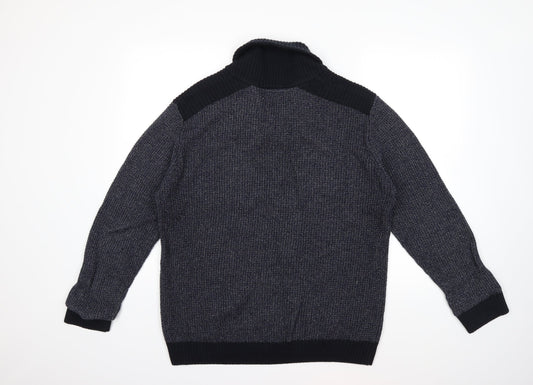 Acw85 Mens Blue Knit Pullover Jumper Size L