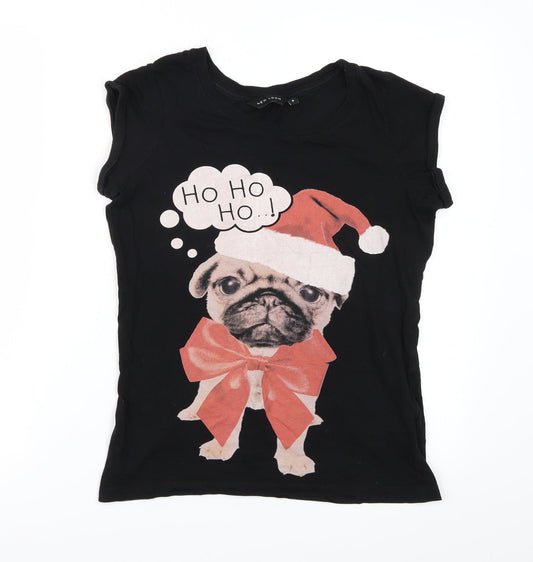 Additional front view of New Look women’s black basic t-shirt, size UK 8