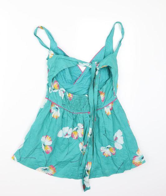 Full Circle Womens Green Floral Basic Blouse Size 12