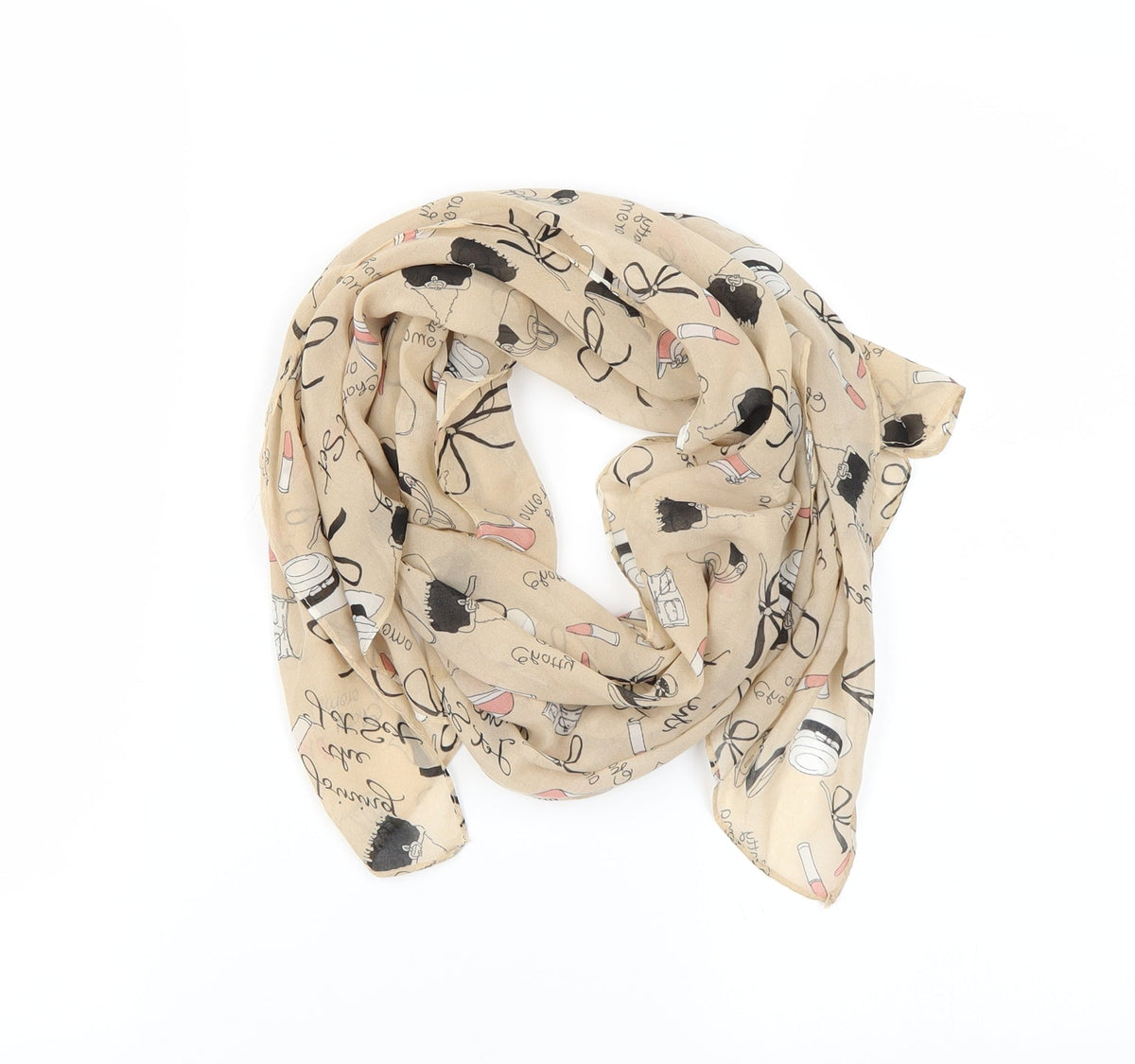 Front view of Preworn women’s beige scarf