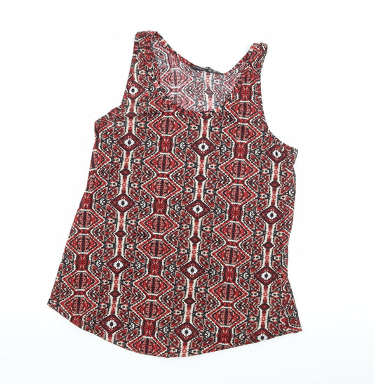 Additional front view of Atmosphere women’s red geometric jersey camisole tank, size UK 6