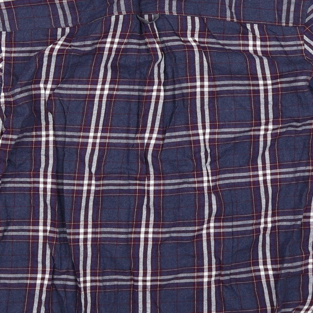 Avenue Mens Blue Check Button-Up Size S