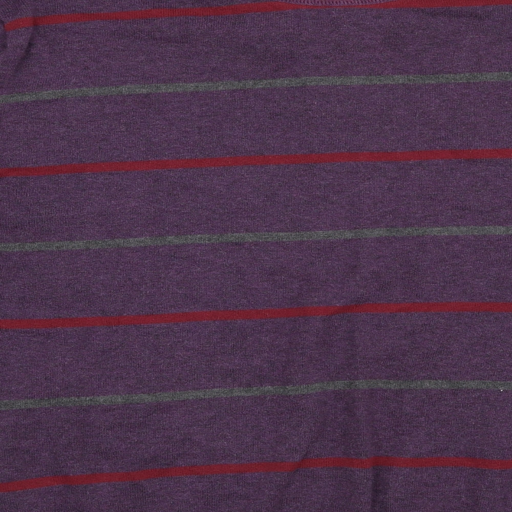 Atlantic Bay Mens Purple Striped Pullover Jumper Size XL