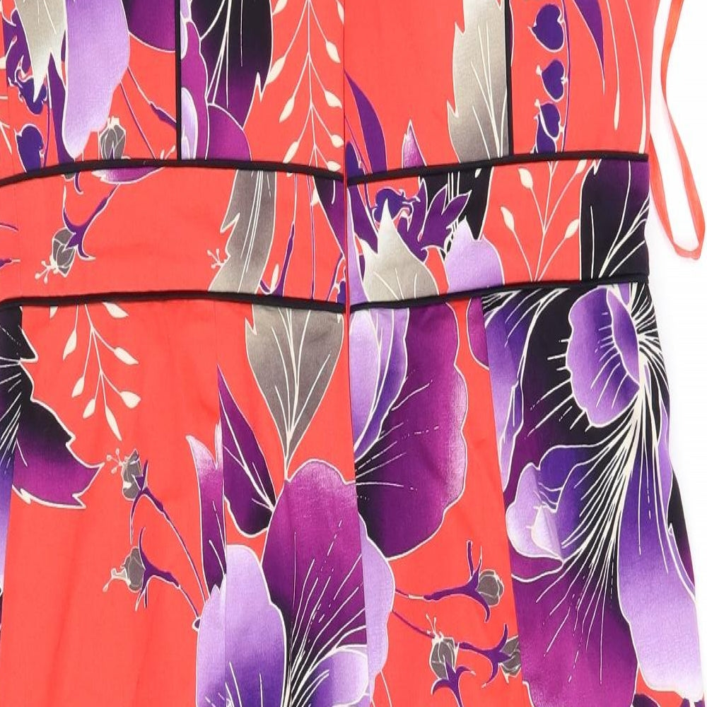 Coast Womens Red Floral Sheath Size 12