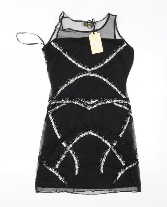 Parisian Collection Womens Black Geometric Mesh Sheath Size S - Hand crafted with Love