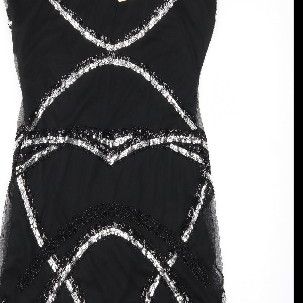 Parisian Collection Womens Black Geometric Mesh Sheath Size S - Hand crafted with Love