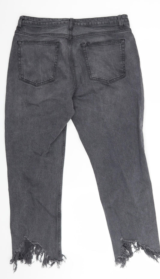 Back view of Topshop women’s grey denim cropped jeans, size UK 34, in, 25-inch leg