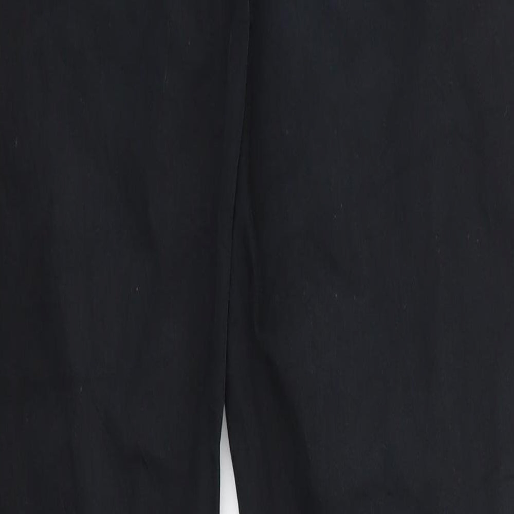 Brand and care label for Topshop women’s black denim cropped jeans, size UK 28, in, 29-inch leg