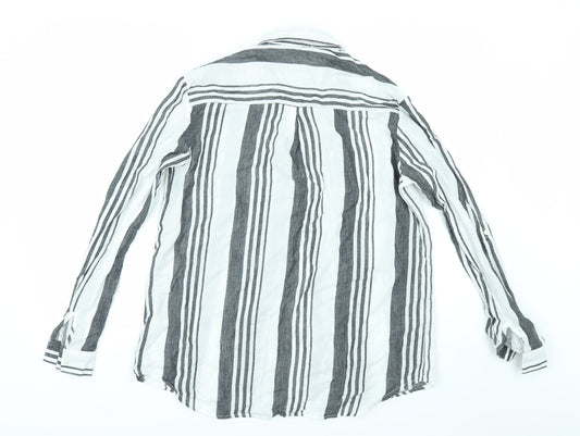 Primark Womens White Striped Tunic Button-Up Size 12