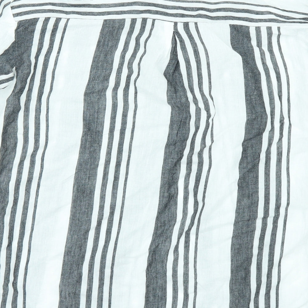 Primark Womens White Striped Tunic Button-Up Size 12