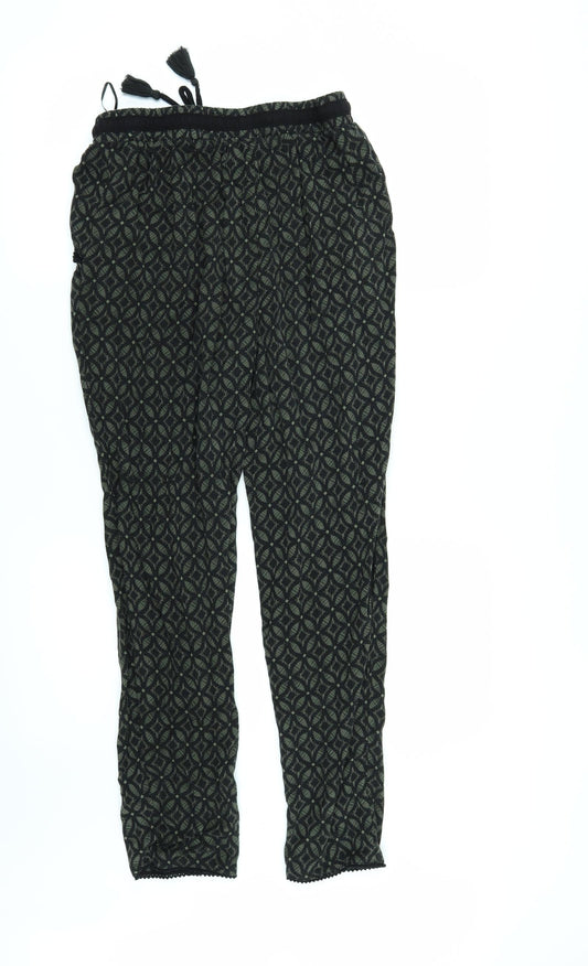 New Look Womens Gold Geometric Trousers Size 12 L26 in