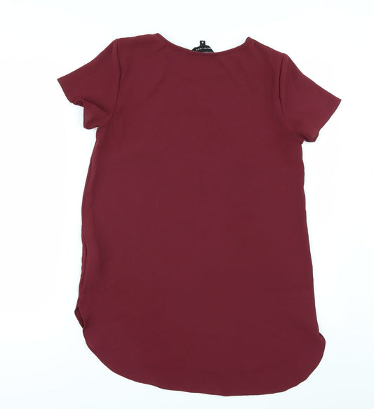 New Look Womens Red Tunic Blouse Size 6