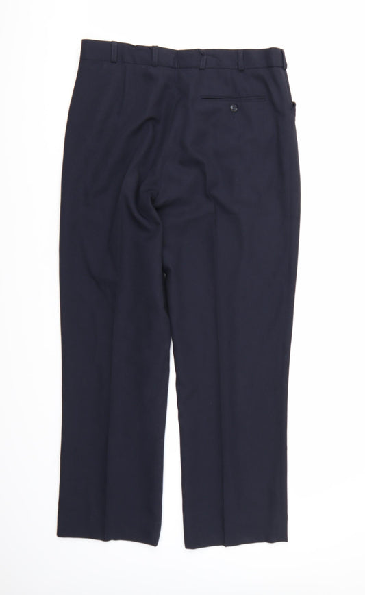 Oliver Stead Mens Blue Rayon Trousers L29 in