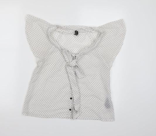 Divided by H&M Womens White Polka Dot Basic Blouse Size 8