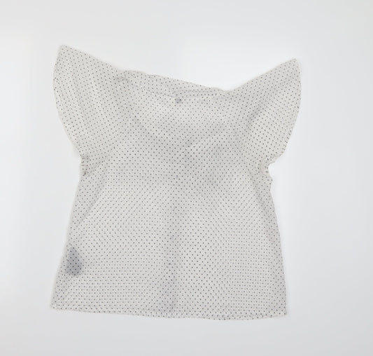 Divided by H&M Womens White Polka Dot Basic Blouse Size 8