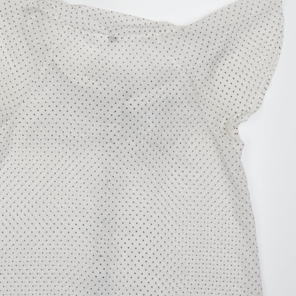 Divided by H&M Womens White Polka Dot Basic Blouse Size 8