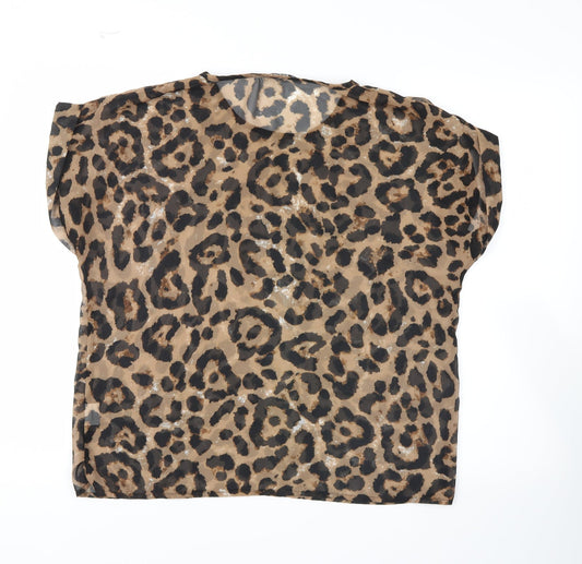 SheIn Womens Yellow Animal Print Basic Blouse Size L