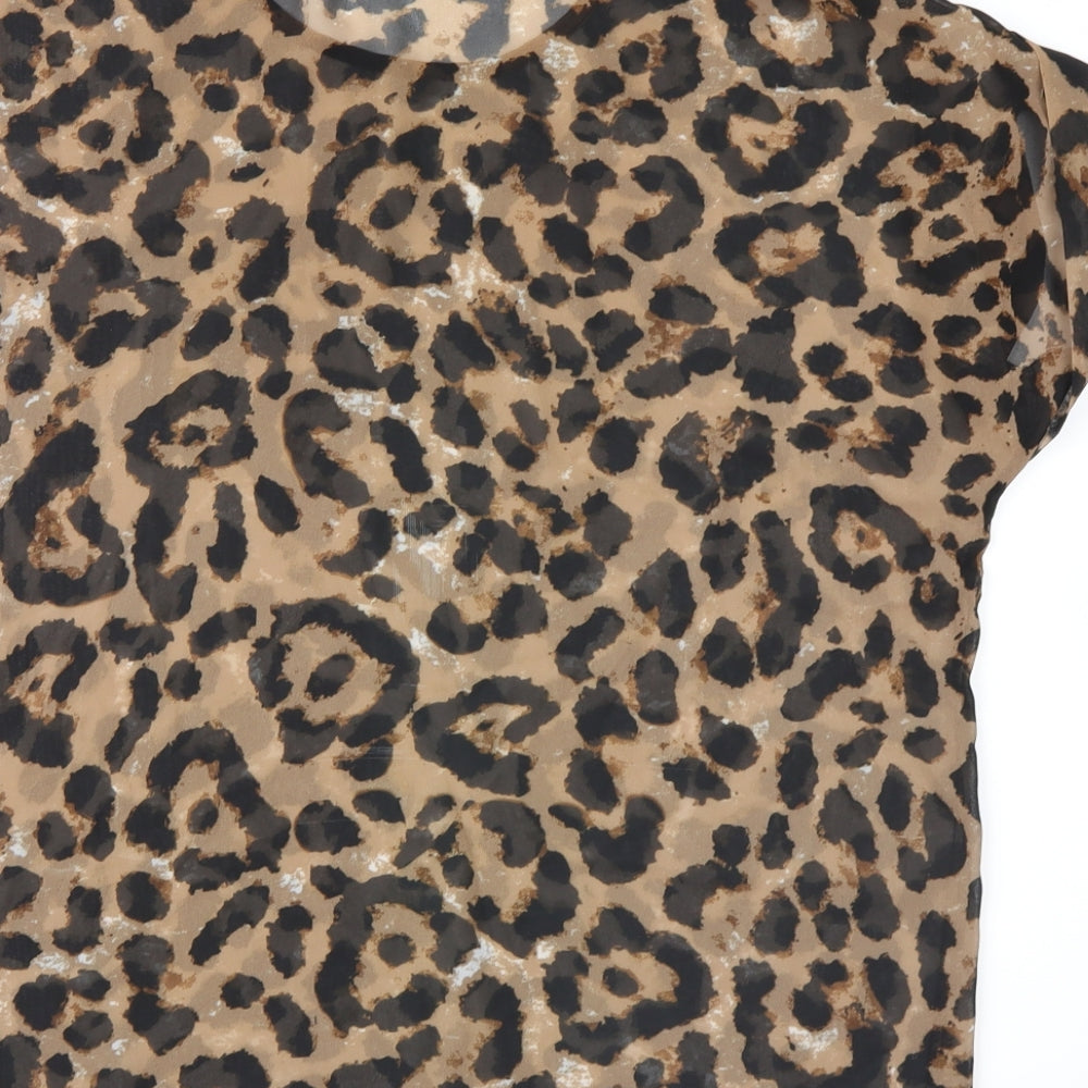 SheIn Womens Yellow Animal Print Basic Blouse Size L