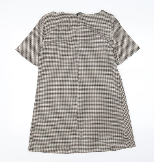 Avenue Womens Brown Gingham A-Line Size 12