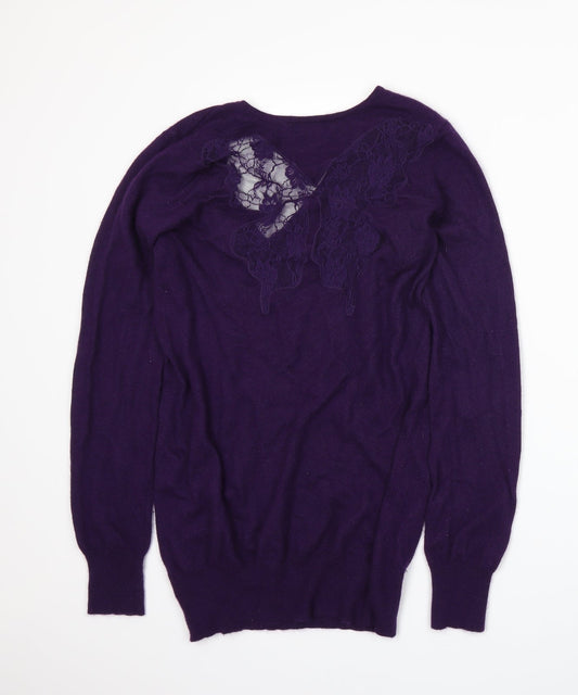 Gharani Strok Womens Purple Knit Pullover Jumper Size M