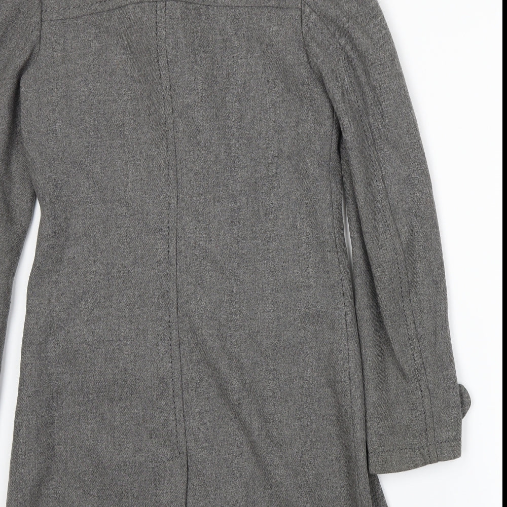 Brand and care label for Divided by H&M women’s grey jacket, size UK 8