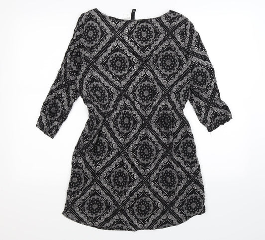 Back view of Divided women’s black paisley shirt dress, size UK 10