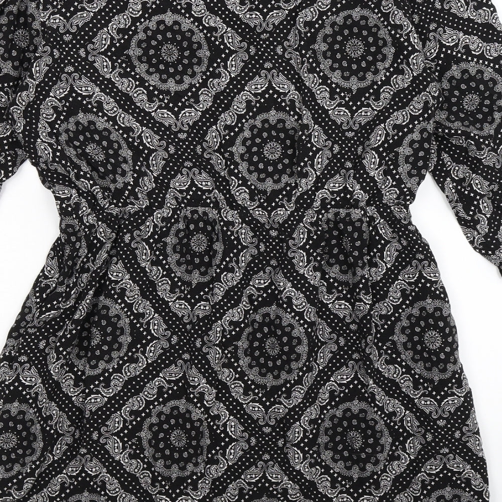 Divided Womens Black Paisley Shirt Dress Size 10