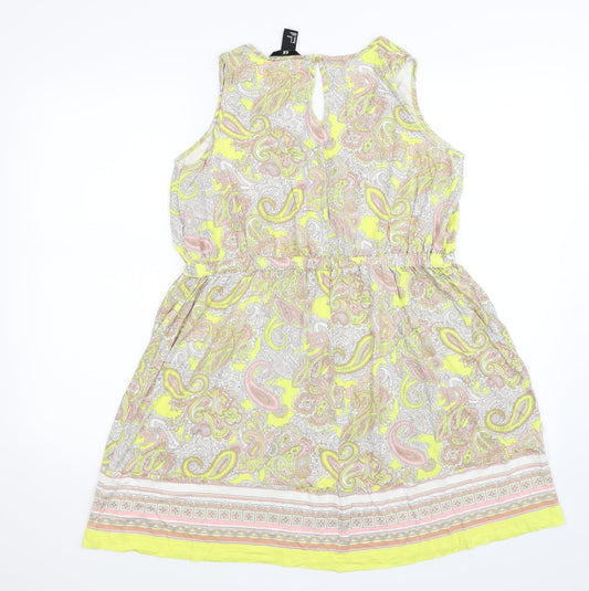 H&M Womens Yellow Paisley Tank Dress Size M