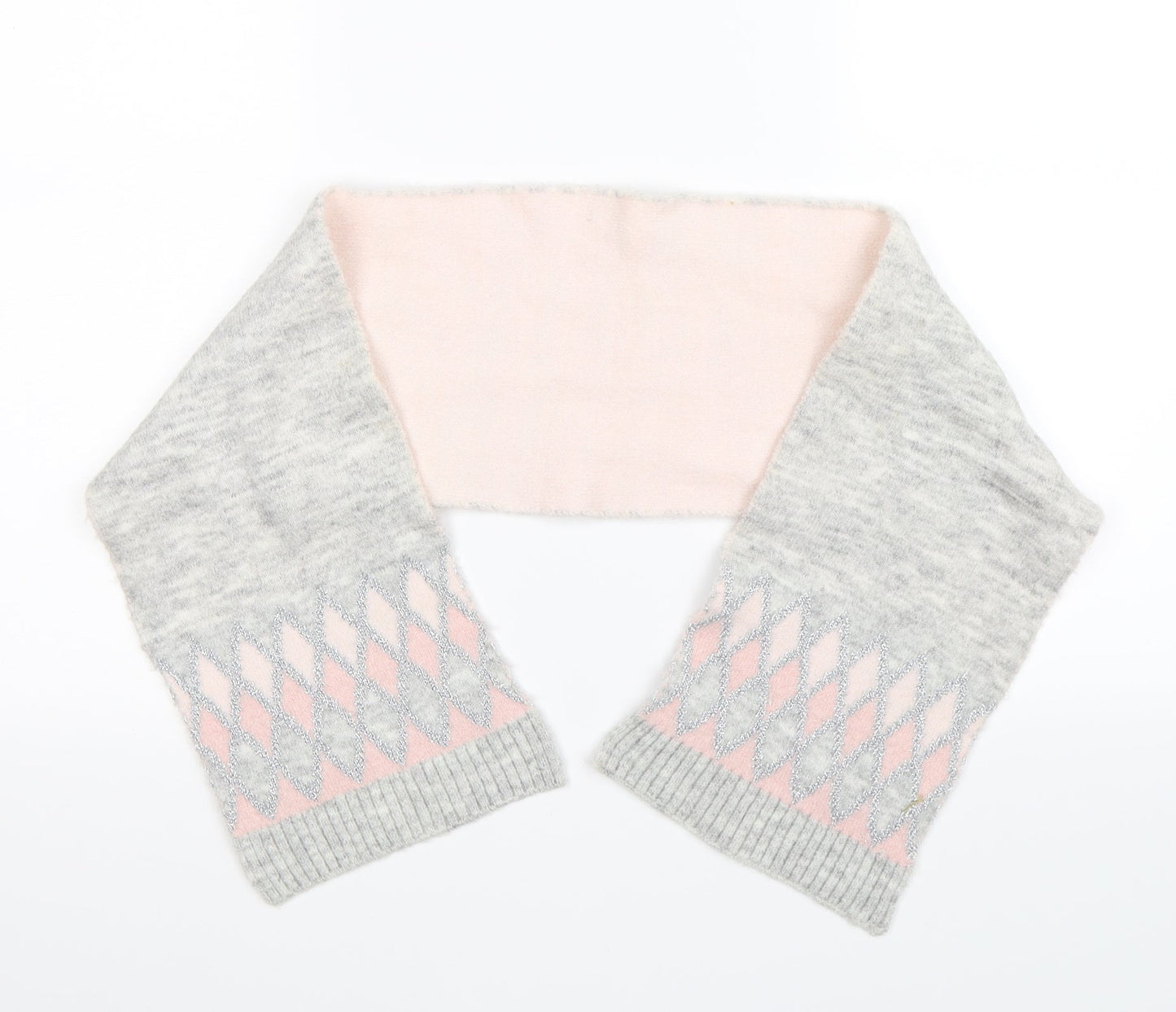 Preworn Girls Grey Geometric Knit Scarf Scarves & Wraps One Size