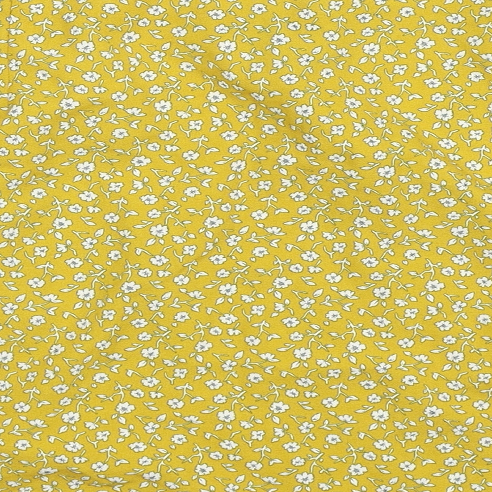 SheIn Womens Yellow Floral Chiffon A-Line Skirt Size L