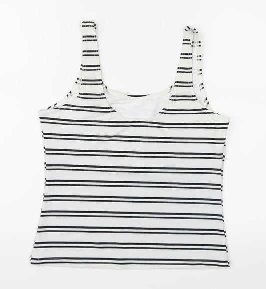 E-vie Womens White Striped Basic Tank Size 16