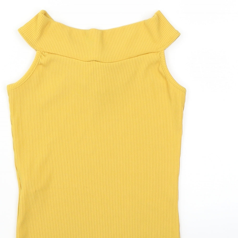 Womens UK Size 6 New Look Yellow Basic Blouse