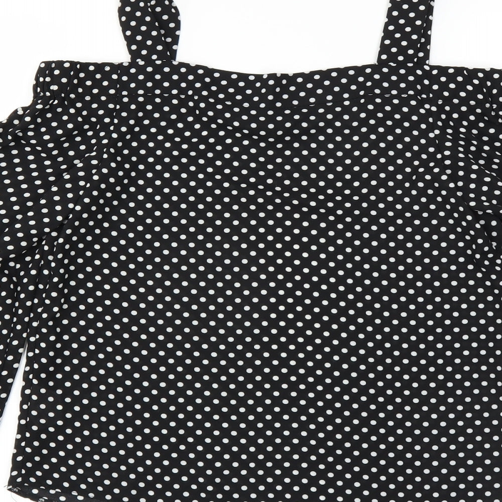 Primark Womens Black Polka Dot Basic Blouse Size 4