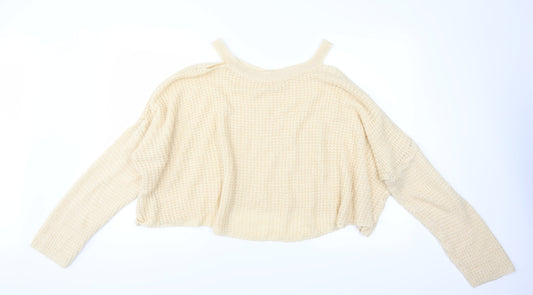 SheIn Womens Beige Pullover Jumper Size M - CROPPED