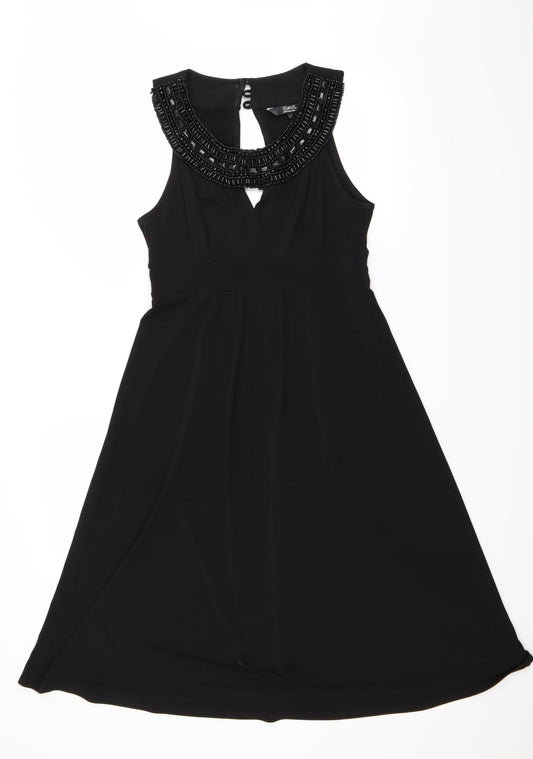 Additional front view of Julien Macdonald women’s black a-line, size UK 10
