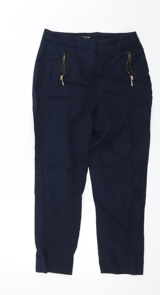 Womens UK Size 8 Autograph Regular Fit Blue Trousers