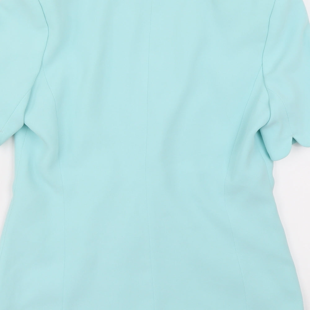 Brand and care label for Autonomy women’s blue jacket, size UK 10