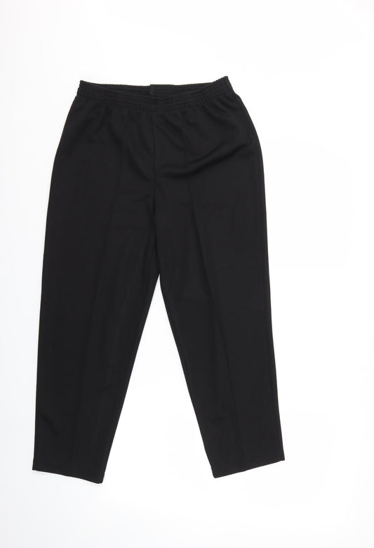 Womens UK Size 14 Preworn Regular Fit Black Trousers
