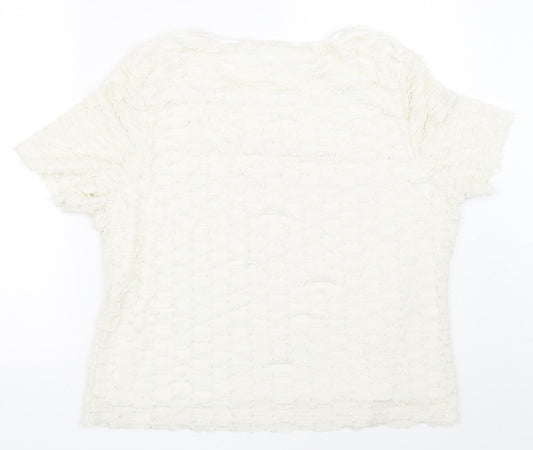 Womens UK Size M Preworn Ivory Basic T-Shirt