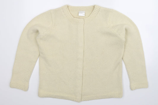 Preworn Womens White Knit Cardigan Jumper Size 14
