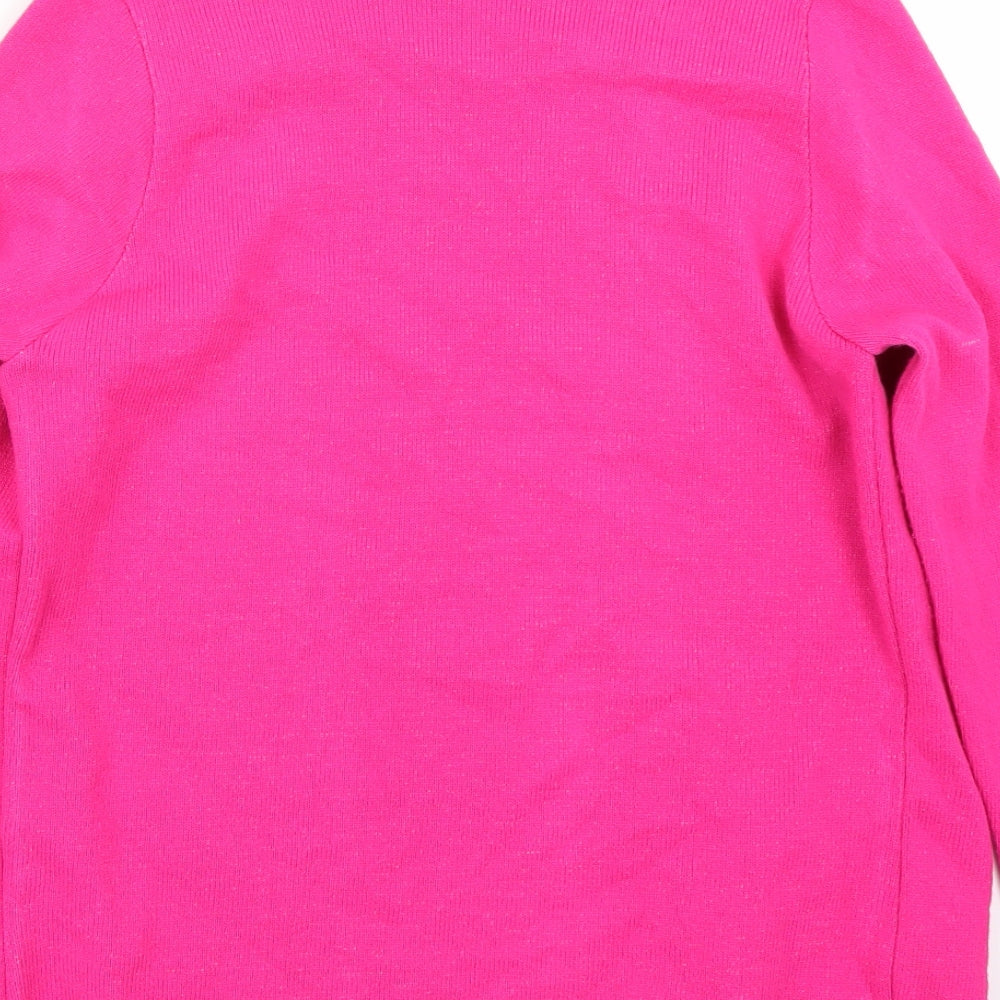 Classic Womens Pink Striped Cardigan Jumper Size M