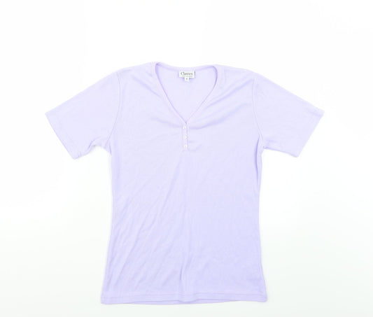 Womens UK Size S Classic Purple Basic T-Shirt