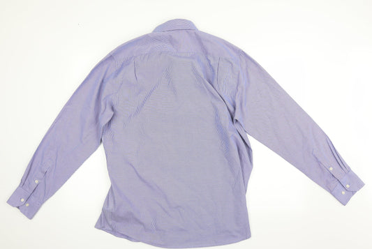 Mens UK Size 42 giust uomo Blue Button-Up Long Sleeve Casual Shirt