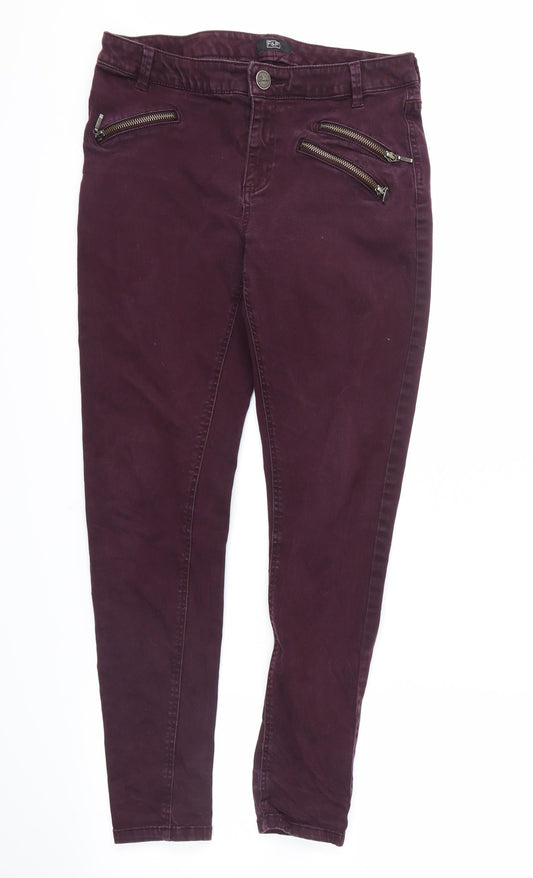 Additional front view of F&F women’s purple skinny jeans, size UK 10, 26-inch leg